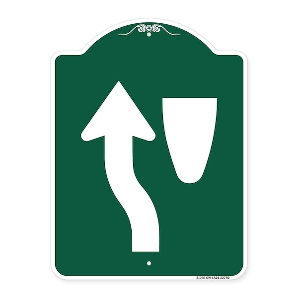 Signmission Designer Series Traffic Keep Left, Green & White Aluminum Sign, 18" x 24", GW-1824-22790 A-DES-GW-1824-22790 - main